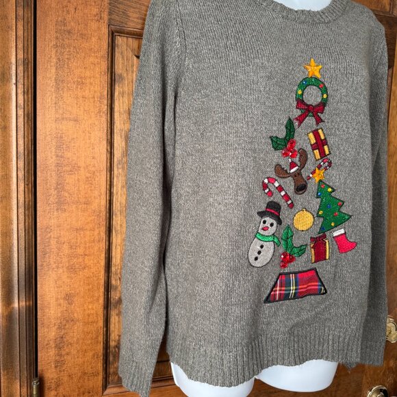 Karen Scott Gray Christmas Tree Sweater Large - Picture 6 of 12
